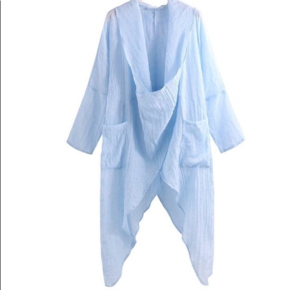 [SOLD] NEW! Linen blend , Cris cross, Irregular hem top - Picture 6 of 6